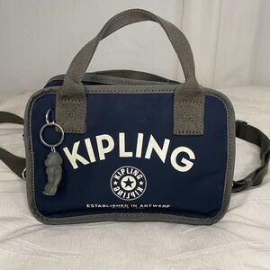 Kipling Kirsty Crossbody Bag with Detachable Strap Navy Blue and White